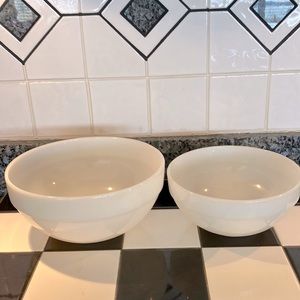 MCM Anchor Hocking Fire King Milk Glass Nesting Bowls With Colonial Band